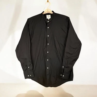 Camisa Adolfo Para Hombre 15.5 34/35 Negra Manga Larga Abotonada Aguja Única Sastrería Foto 1 de 4