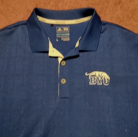BYU COUGARS ADIDAS CLIMACOOL MENS SIZE LARGE POLO SHIRT Cover