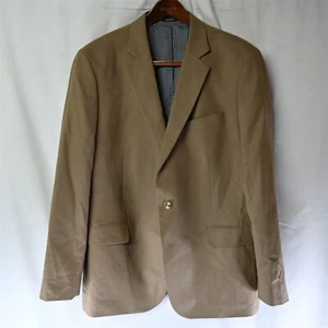 Stafford 46L Khaki 2 Gold Button Classic Wool Blazer Suit Jacket Sport Coat - Picture 1 of 10