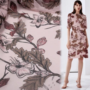 Beautiful floral on light pink pure silk chiffon fabric soft for scarf,SCF158 - Picture 1 of 8