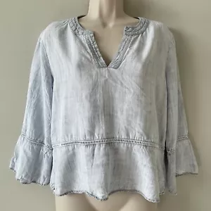 Chelsea and Violet Chambray Blouse Women's Medium Light Blue Tunic Boho Hippie - Picture 1 of 7