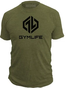GYM LIFE® NITRON Mens Athletic T-Shirt Workout Exercise Fitness Tee Shirts Olive - Picture 1 of 5