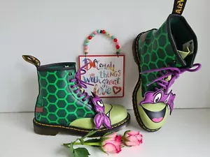Rare Dr Martens 1460 ankle Leo Donnie Turtle Ninja purple boots UK 8 EU 42 US 10 - Bild 1 von 10