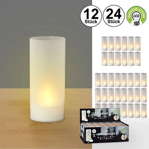 12x / 24x LED WIndlicht flackernde Kerze H10cm Weiß Ø4,5cm Timer Batterie Deko - Bild 1 von 5
