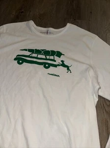 Marushka Shirt Mens Thermal Long Sleeve T Shirt Christmas Tree Dog Station Wagon - Picture 1 of 5