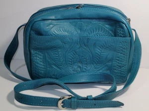 Robin West Sholder türkisfarbenes Leder Paisley Baumwolle handgearbeitet westliche Blumenmuster - Bild 1 von 16