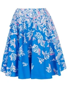 Cacharel Women's Blue Aline Floral Printed Flare Cotton Skirt Size US 8 - Picture 1 of 5