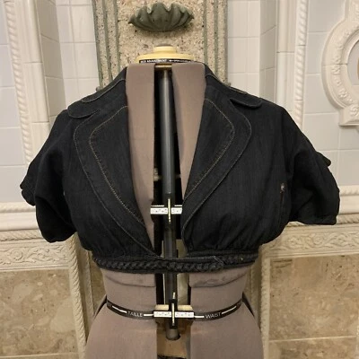 Apple Bottoms. Size Large. Dark Gray Denim Jean Bolero. $114.  Short Sleeve. DB. - Image 1 of 4