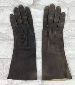Vintage schwarze Wildlederhandschuhe waschbar Made in France Damengröße 6 1/2" - Bild 1 von 6