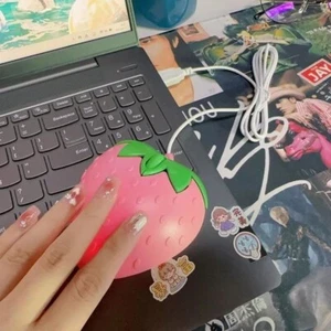 Cute PINK  STRAWBERRY Wired Mouse USB PC Computer Laptop - Picture 1 of 6