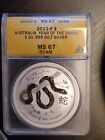 2013-P Australia 1 Troy Ounce Colored, Gilted Snake Ms67 Dcam Anacs