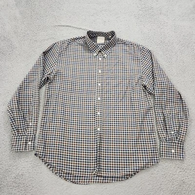 Camisa Billy Reid Hombre XXL 2XL Azul Rojo A Cuadros Con Botones Manga Larga Corte Estándar Foto 1 de 4