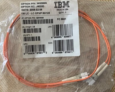 IBM FRU: 39M5699 / LC-LC Multi-Mode Fibre 1 Meter *New* - Image 1 of 4