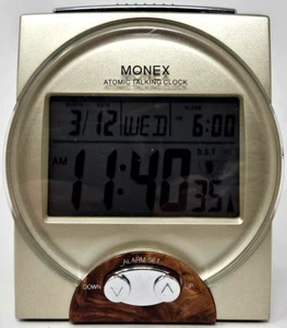 Monex Atomic Talking Day Date Desk Top Digital Alarm Clock Battery Oper. Modern - Picture 1 of 6