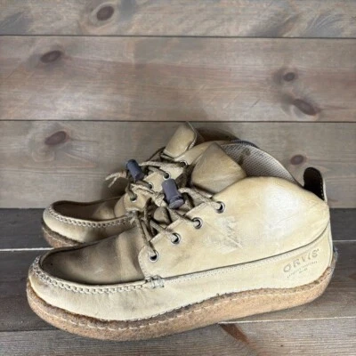 Botas vintage orvis masculinas tamanho 11 sapatos couro marrom chukka gumsole - Imagem 1 de 4