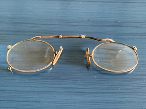 Anteojos PINCE-NEZ con marco dorado antiguo extensión de resorte marcado 1/7 - Imagen 1 de 9