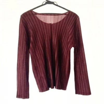 PLEATS PLEASE ISSEY MIYAKE Pleats Dark Red Bordeaux Cardigan Bolero Size 3 - Image 1 of 4