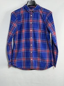 Vintage LL Bean Plaid Cotton long Sleeve Button Shirt Blue/Red/yellow Women M - Picture 1 of 7