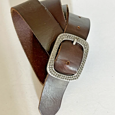 WOMENS VTG  LEATHER BELt WITH RHINESTONE BUCKLE Large - Image 1 of 4