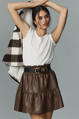 XS,S,M,L -NWT Anthropologie Brown The Somerset Mini Skirt Faux Leather-$120 NEW - Image 1 of 4