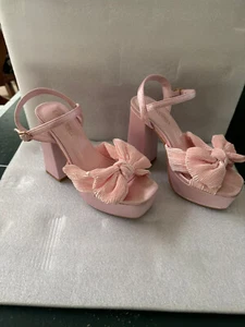 BODA ROSA LAZO Nudo Plataforma TACONES SATÉN TALLA 6 - Imagen 1 de 4