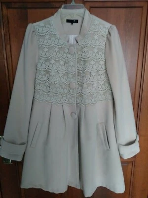 Abrigo de encaje RYU para mujer color marfil crema talla L Foto 1 de 4