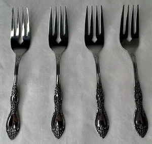 Set of 4 Oneida Huntington Salad Forks Wm A Rogers Stainless Flatware - Picture 1 of 4