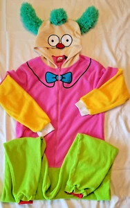 RARE Krusty The Clown Simpsons Fleece Pajamas Jumpsuit ADULT SMALL PJs COSTUME - Picture 1 of 12