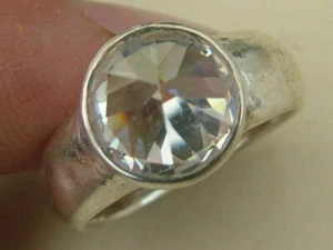 Precious And Unusual Sterling Silver Ring Pyramid Shape Amethyst - Picture 1 of 2
