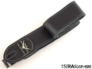 Used Fender USA Custom Shop GUITAR STRAP Stratocaster Strat Black Leather - Picture 1 of 1