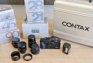 Contax G2 Set 21mm 28mm 45mm 90mm TLA200 Black in Mint Condition - Imagen 1 de 12