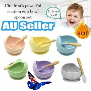 Baby Silicone Suction Bowl With Spoon Feeding Dinner Set for Baby and Toddler AU - Picture 1 of 17