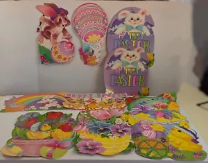 Large lot Easter Spring Bulletin Board Die Cuts (10) Vintage Made in USA Bunny - Picture 1 of 11