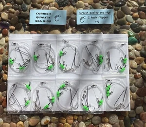 Cornish Quality Sea Rigs 2 HOOK FLAPPER RIGS Pack of 10 rigs free postage - Picture 1 of 4
