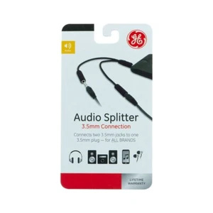GE 2-Way 3.5mm Headphone Splitter, Black - Picture 1 of 2