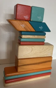 14 Tegu Brand Wooden Cube Magnetic Blocks Montessori Smooth Bright Colors Play - Picture 1 of 9