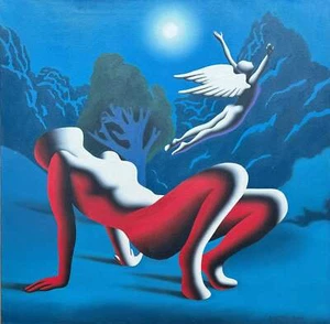 His final sound in my ear Mark Kostabi Oper ÖL AUF LEINWAND MIT Rahmen 100x100 - Bild 1 von 1