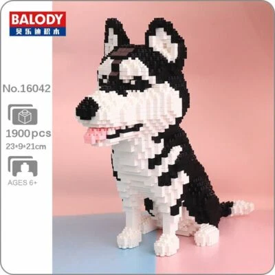 Siberian Husky Dog Sit Pet 3D Model DIY Mini Diamond Blocks Bricks Building Toys - Image 1 of 4
