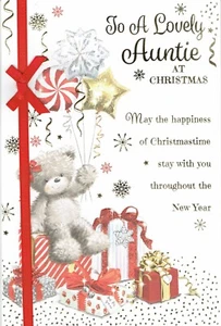 TARJETA NAVIDAD TÍA Calidad Lindo Diseño Oso - Imagen 1 de 3