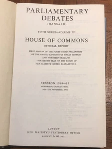 Parliamentary Debates Hansard. Fifth Series Vol. 702 Nov 16 to Nov 27~ Rare Book - Imagen 1 de 3