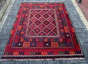 Handmade Afghan Vintage Wool Kilim Size: 290 X 255 Cm Tribal Wool Kelim Area Rug - Picture 1 of 11