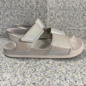 Adidas Adilette Sandals Womens 11 Silver Glitter Comfort Recovery Athletic Shoes - Picture 1 of 11