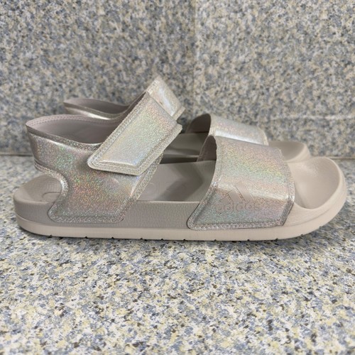 Adidas Adilette Sandali Donna 11 Argento Glitter Comfort Recupero Scarpe Sportive