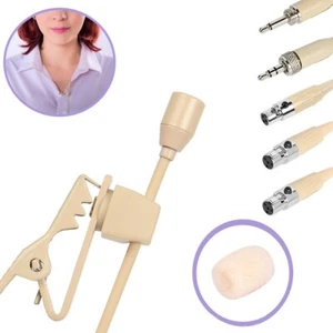 Beige Lavalier Lapel Clip Microphone 3.5mm 3Pin/4Pin XLR For-Shure Wireless?# - Picture 1 of 40