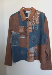 Napa Valley Faux Suede Womens XL Long Sleeve Button Shirt Colorful - Picture 1 of 3