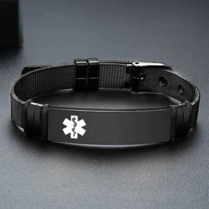 UK Medical Alert Bracelet Silicone Wristband Diabetes Epilepsy Stainless Steel✔ - Picture 1 of 9