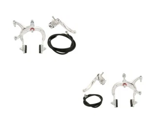 ALTALINE Bicycle Brake BMX FRONT&REAR SET CHROME Alloy Bike Caliper Cable Lever - Picture 1 of 1