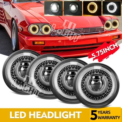 Faros LED de haz alto/bajo de 5,75" pulgadas para Jaguar XJ6 XJS XJ12 4 piezas con DRL de arranque Foto 1 de 4