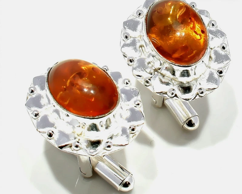 Gemelos ámbar plata de ley Foto 1 de 1