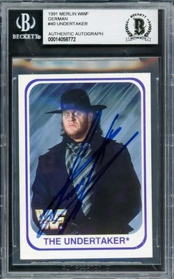 Undertaker Signed 1991 Merlin WWF German RC 40 Beckett #14058772 - Image 1 of 2